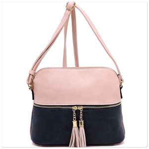 Dome Tassel Crossbody Handbag Pink Navy